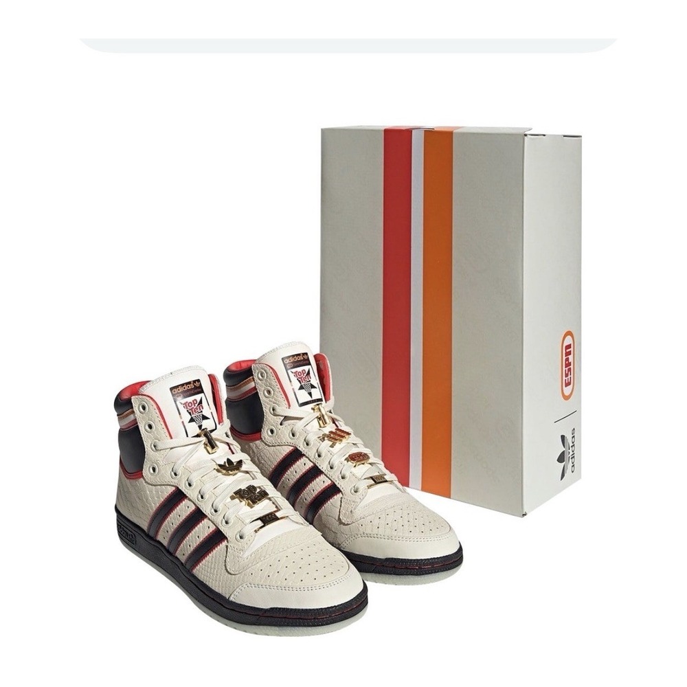 Adidas‎ Top Ten Hi ESPN 1979 Mens Sneakers Cream Black Red Gold Sz 9.5
